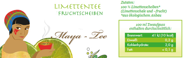 Limettentee aus Fruchtscheiben Maya-Tee Verpackung