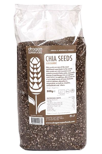 Durchsichtige Tüte mit Bio-Chia-Samen