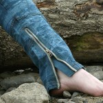 Öko-Designer-Jeans Unikat Detail Beinreißverschluss
