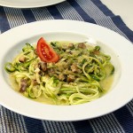 Teller Zucchini Spaghetti alla Carbonara