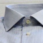 CARPASUS Herrenhemd weiss-blau-gestreift Ausschitt